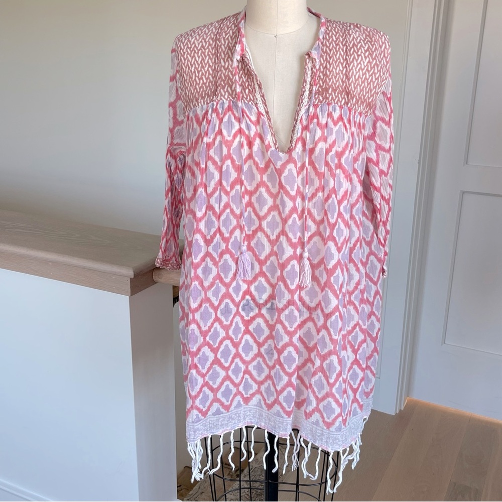 Roberta Roller Rabbit Tassel Lightweight Cotton Beach Cover Up Tunic. Size S